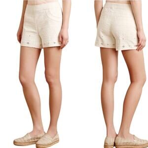 ANTHROPOLOGIE Elevenses Ivory High Waist Shorts | XS 0